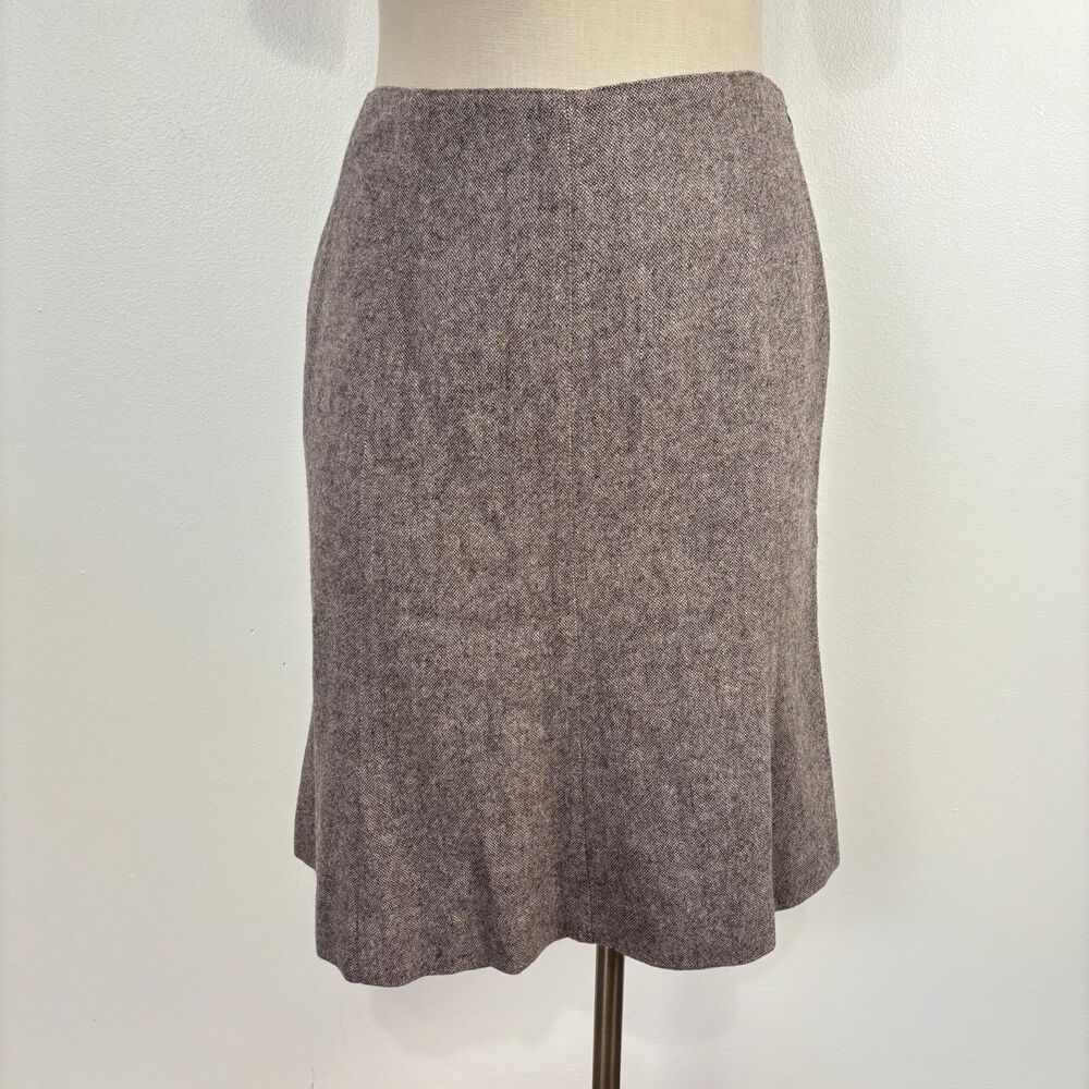 Ann Taylor Factory Petites 2P Brown Tweed Wool Blend Mermaid Trumpet Skirt Lined